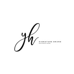 Y H YH Initial letter handwriting and  signature logo concept design.