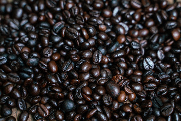 Coffee bean roast background dark texture