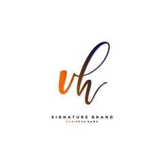 Obraz premium V H VH Initial letter handwriting and signature logo concept design.