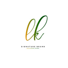 L K LK Initial letter handwriting and  signature logo concept design.
