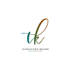 T K TK Initial letter handwriting and  signature logo concept design.