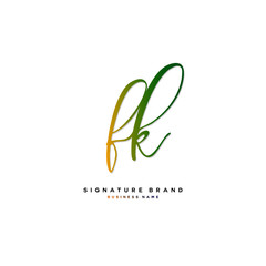 F K FK Initial letter handwriting and  signature logo concept design.