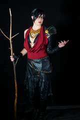 young girl cosplay druid computer game