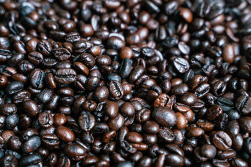 Coffee bean roast background dark texture