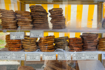 Typical bagel bread store on the center on Athens