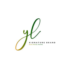 Y L YL Initial letter handwriting and  signature logo concept design.