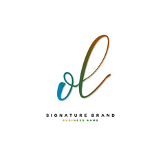 O L OL Initial letter handwriting and  signature logo concept design.