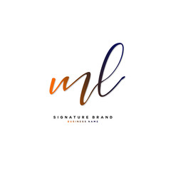 M L ML Initial letter handwriting and  signature logo concept design.