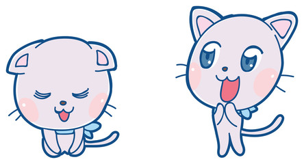 ガーリーなネコのイラスト素材