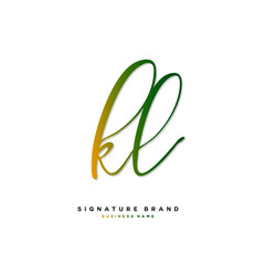 K L KL Initial letter handwriting and  signature logo concept design.