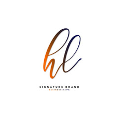Obraz premium H L HL Initial letter handwriting and signature logo concept design.