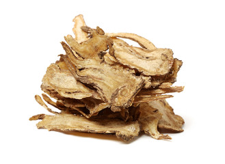 Sliced Angelica Sinensis or Dang Gui on white background