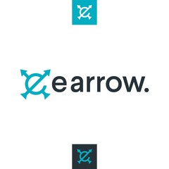 Letter E with Arrow or War or Up Logo Design Vector