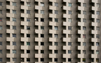 Detail of a large residential building with repetitive pattern