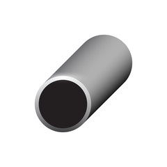Steel or iron pipe product icon. Round profile shape. That alloy of iron from steel production industry and metallurgy used as structure in engineering construction and pipeline for water, oil and gas