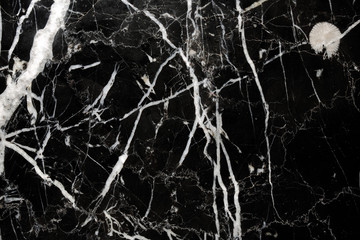 White pattern natural detailed structure of black marble (Marquina) texture for interior or product design. Abstract dark background.