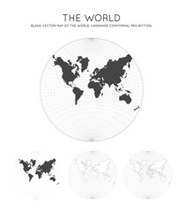 Fototapeta premium Map of the World. Lagrange conformal projection. Globe with latitude and longitude lines. World map on meridians and parallels background. Vector illustration.