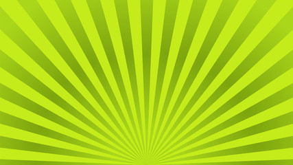 Green ray background. Vintage abstract texture. Retro starburst, sun beam. Halftone color. Light burst. Bright shine sunburst. Empty blank, scrapbook surface. Clean nature energy. Vector illustration