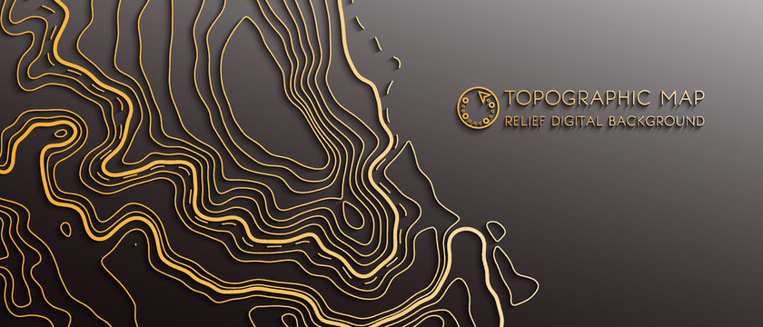 Map line of topography. Vector abstract topographic map concept with space for your copy. Black and white wave. Abstract paper cut. Abstract colorful waves. Wavy banners. Color geometric form