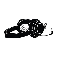 headphone silhouette enjoy music vector icon
