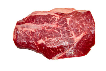 Top blade steak marbled beef on white background