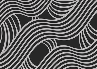 Black and white abstract pattern with wavy lines