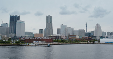 Fototapeta premium Yokohama city bay at sunset