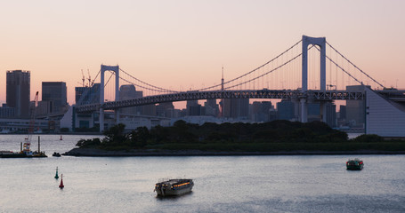 Odaiba city landscape in the evening