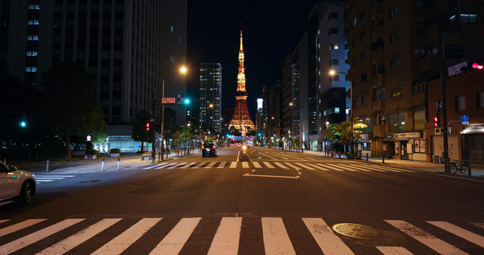 Tokyo city street at night