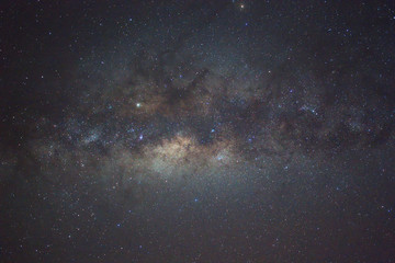 Milky Way Galaxy with billion stars at the night sky. Image contains grain, noise, blur and soft focus due to high ISO, Long Exposure and Wide Aperture.