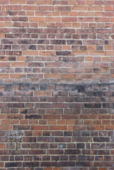 Old Brick wall. Grunge red vintage background. Dark Red Brick wall background and texture.