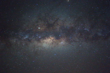 Milky Way Galaxy with billion stars at the night sky. Image contains grain, noise, blur and soft focus due to high ISO, Long Exposure and Wide Aperture.