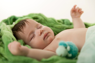 Obraz na płótnie Canvas Three-month baby photo shoot
