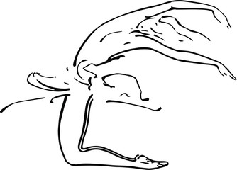 Ballerina. Vector design. Ballerina is wearing a tutu. Girl posing and dancing. Stock vector illustration. Isolate on a white background. Silhouette. Minimalism. 