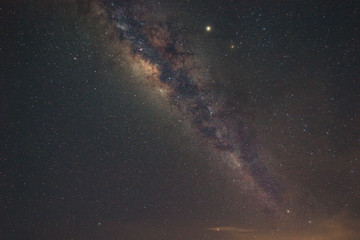 Milky Way Galaxy with billion stars at the night sky. Image contains grain, noise, blur and soft focus due to high ISO, Long Exposure and Wide Aperture.