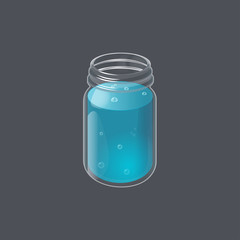 Blueberry lemonade in vintage glass jar.
