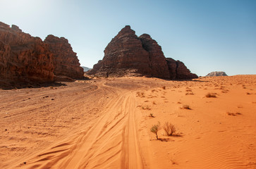 Fototapeta na wymiar View of Wadi Rum in Jordan