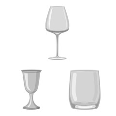 Isolated object of capacity and glassware sign. Set of capacity and restaurant stock vector illustration.