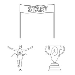 Vector illustration of exercise and sprinter symbol. Set of exercise and marathon stock symbol for web.