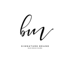 B M BM Initial letter handwriting and  signature logo concept design.