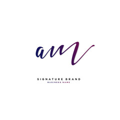 A M AM Initial letter handwriting and  signature logo concept design.