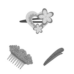 Vector illustration of hairdressing and hairclip symbol. Collection of hairdressing and fashion stock vector illustration.