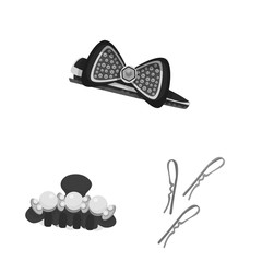 Vector design of hairdressing and hairclip symbol. Set of hairdressing and fashion stock symbol for web.