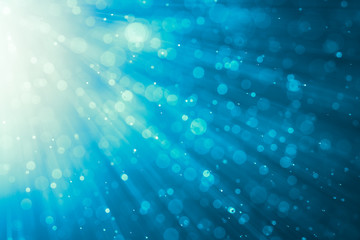Abstract Blue bokeh defocus glitter blur background.