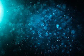 Abstract Blue bokeh defocus glitter blur background.