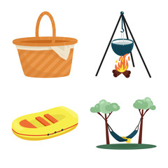 Vector illustration of picnic and nature sign. Collection of picnic and travel vector icon for stock.