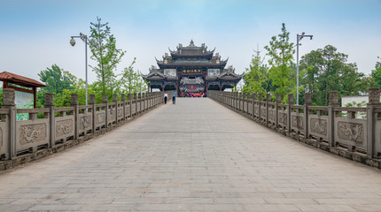 The scenery of Huanglongxi Langqiao, Huanglongxi Ancient Town, Chengdu, Sichuan Province, China
