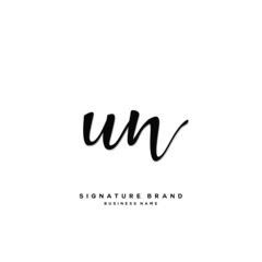 U N UN Initial letter handwriting and  signature logo concept design.