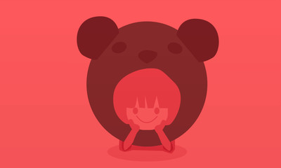 vector illustration of girl with bear hat