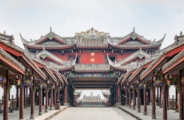 Fototapeta premium The scenery of Huanglongxi Langqiao, Huanglongxi Ancient Town, Chengdu, Sichuan Province, China